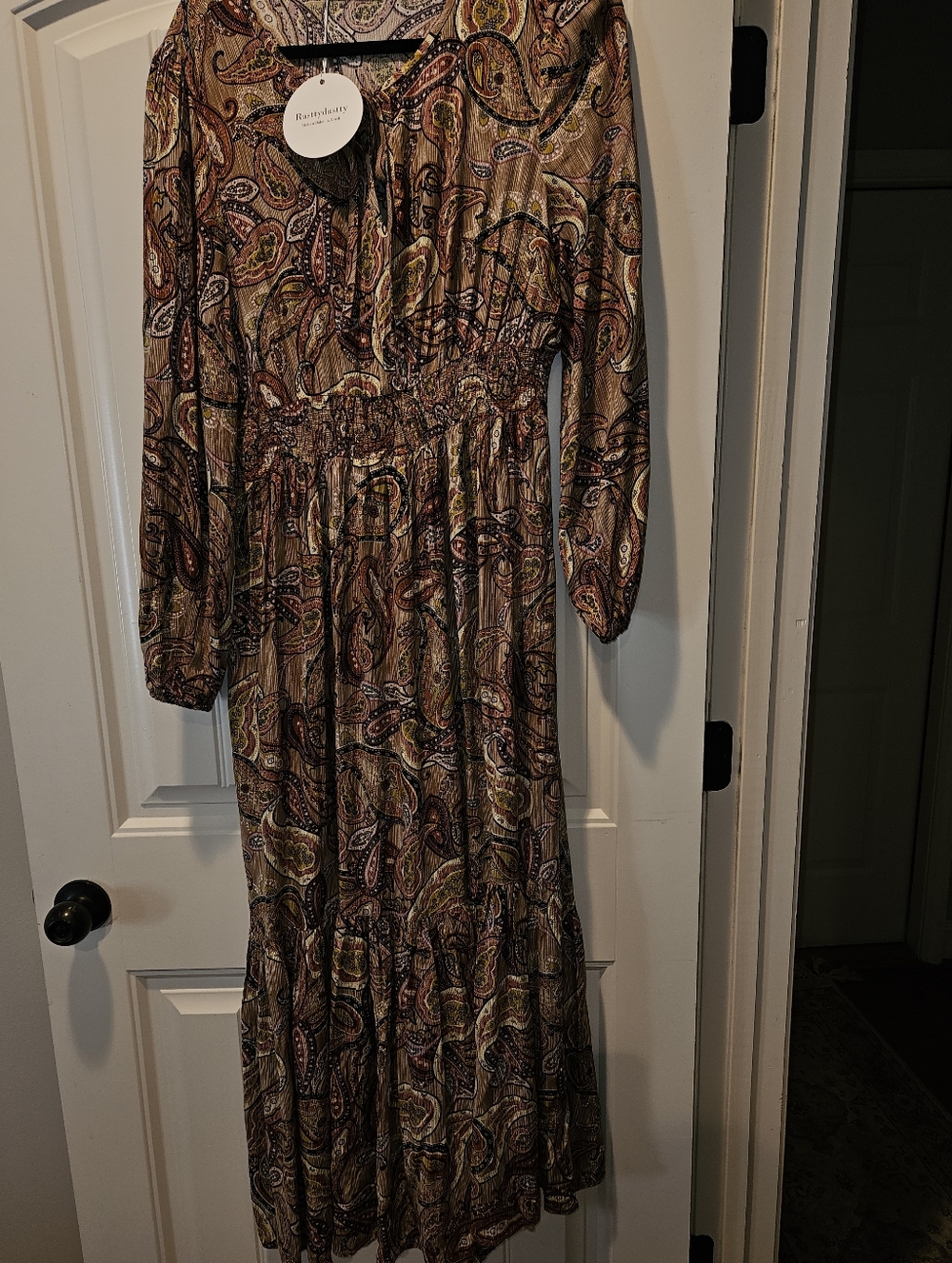 NWT Rusty Dusty Paisley Long Sleeve Maxi Dress